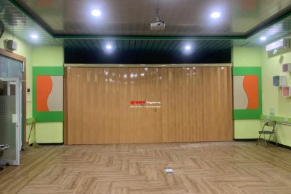 Proyek Pemasangan Folding Door PVC di SMK 2 Magelang Jawa Tengah.