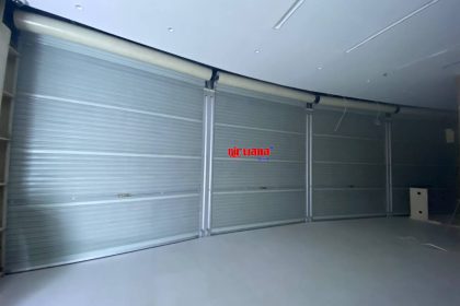 Pemasangan Rolling Door One Sheet Full Perforated di OPPO Kediri Town Square Jawa Timur.