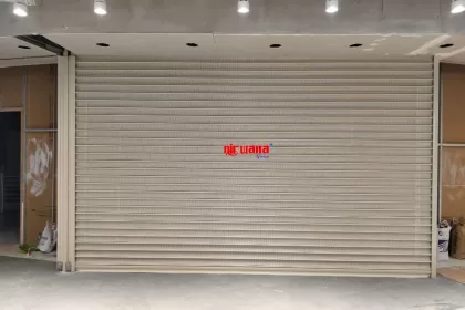 Pemasangan Rolling Door Electric Full Perforated 1,2mm di Hoops Indonesia Mall Kelapa Gading Jakarta.