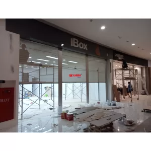 Pemasangan Rolling Door One Sheet Full Perforated di Ibox City Mall Garut, Jawa Barat