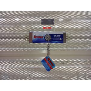 Pemasangan Rolling Door One Sheet Full Perforated di Ibox Big Mall Samarinda, Kalimantan Timur. 