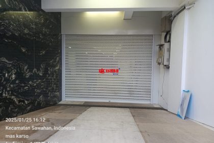 Proyek Pemasangan Pintu Rolling Door Electric Full Perforated Ketebalan 1,4mm Jl. Argopuro no.45 Surabaya, Jawa Timur.