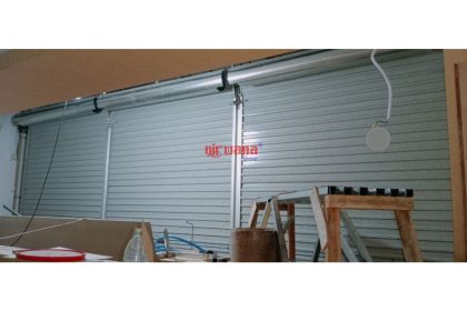 Pemasangan Rolling Door One Sheet Full Perforated di Yoshinoya Binus Anggrek Jakarta
