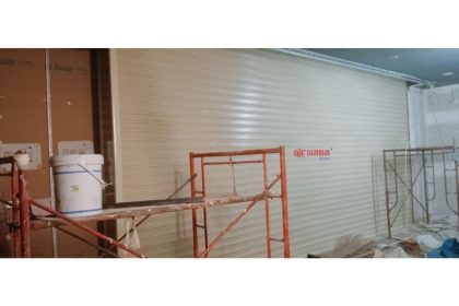 Pemasangan Rolling Door Electric Full Perforated 1,2mm di RedWings Lotte Avenue Jakarta.